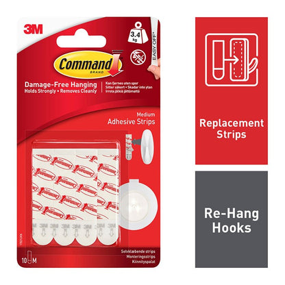 3M Command Mounting Strips Medium 3.4kg 10pk (17021P)