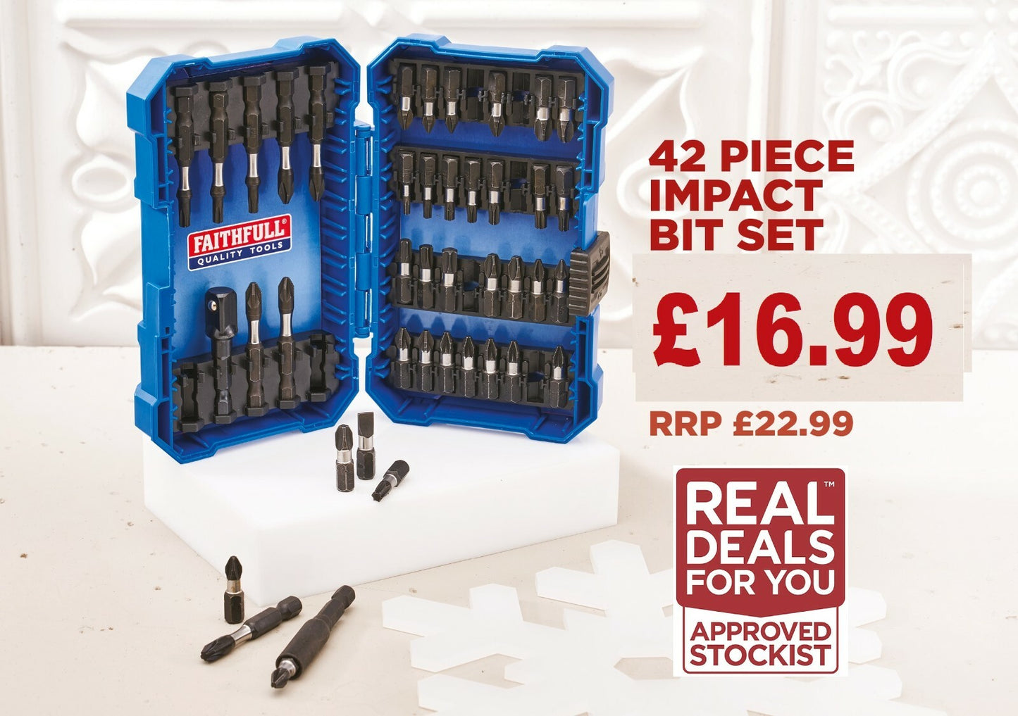 Faithfull 42 PCE IMPACT Rated Screwdriver 1/4" Bit Set FAISBSET42IM xms21imps42
