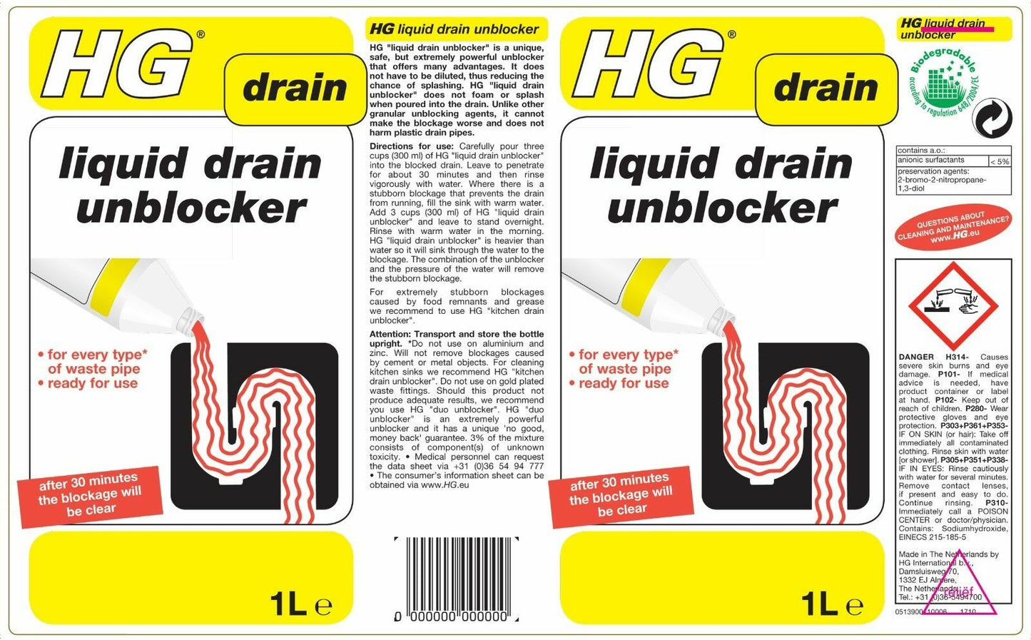 HG Drain and Plug Unblocker 1L