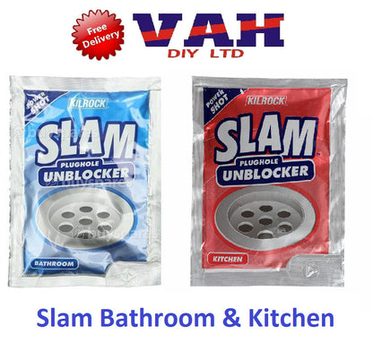 Kilrock Slam  Plughole BathRoom or Kitchen Clogged Sink Drain Unblocker Shot