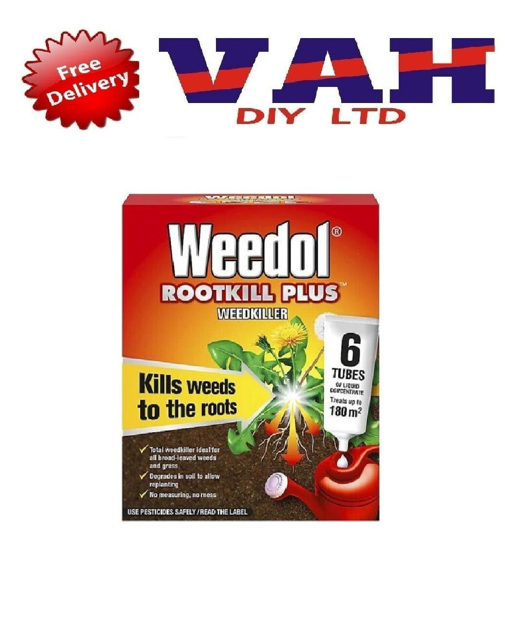 Weedol Rootkill Plus 6 Tubes Weedkiller Kills Weeds to the Roots