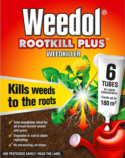 Weedol Rootkill Plus Weedkiller Liquid Concentrate 6 Tubes 25ml Treats