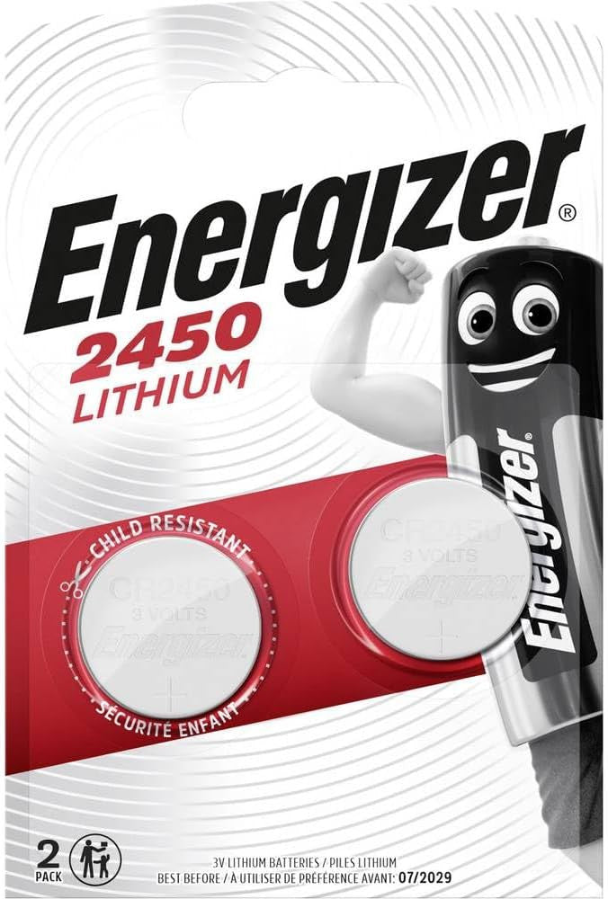 Energizer Coin Cell Battery 3V Li CR2450 2 Pack