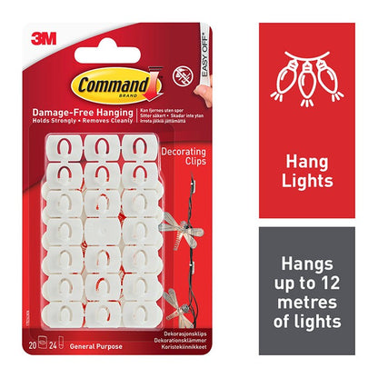3M Command Decorating Clips White 20pk (17026)