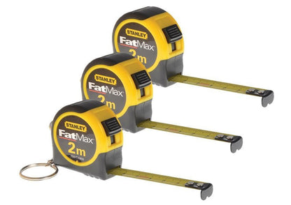 2m Pocket Keyring Measuring Tape Measure  3 x Stanley FatMax