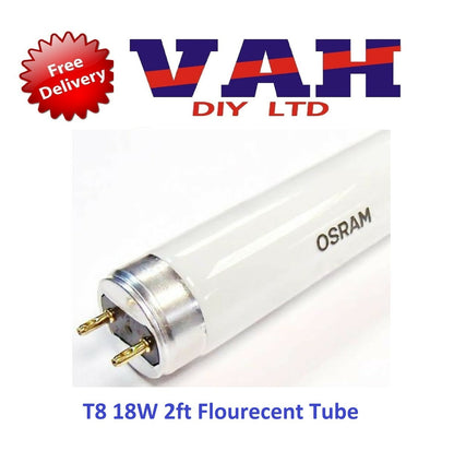 T8 Fluorescent Tube Slimline GE 18w 2ft 600mm Colour 830 Warm White