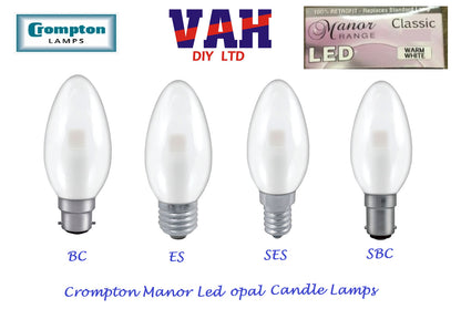 Crompton  3W, Non-Dimmable Manor House Candle Lamp Clear or Opal