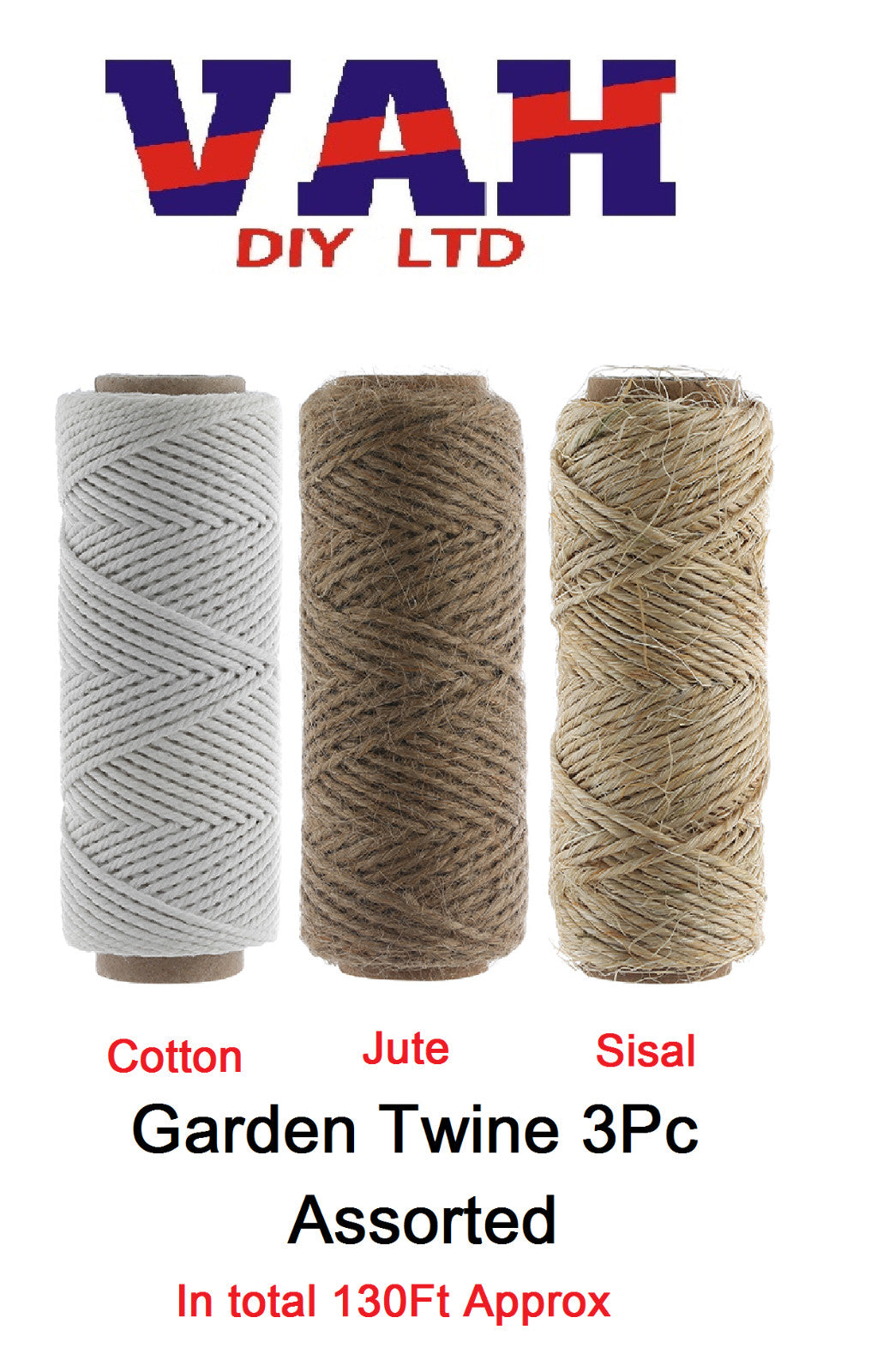 3 PLY  - Brown Soft Jute, Cotton, and Sisal Twine String approx 130ft