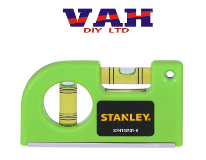 Stanley Hi Viz Green Pocket Magnetic Spirit Level 85mm 2 Vial Level STA042130