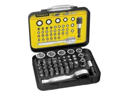 Stanley STA113906 Fat Max Compact 39pc Socket Ratchet Set Bits 1/4" Drive