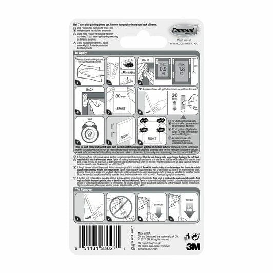 3M Command Picture Hanging Strips Small 1.8kg 4pk (20x25cm) (17202)