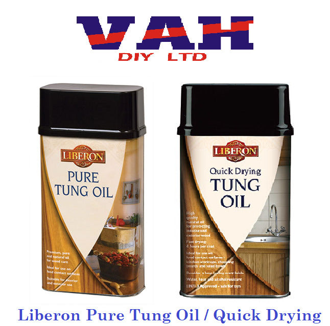 Liberon Pure Tung Oil Wood Treatment + Quick Drying Tung Oil, 250ml-5L