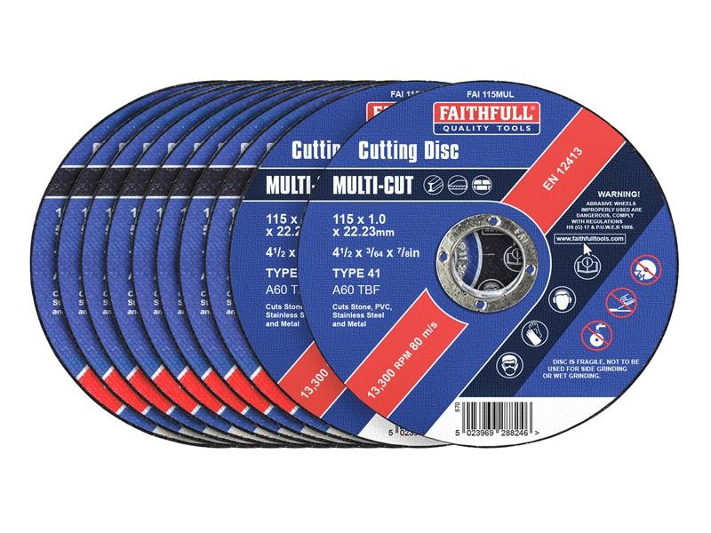 Faithfull Multi-Purpose Cutting Disc 115 x 1.0 x 22.23mm