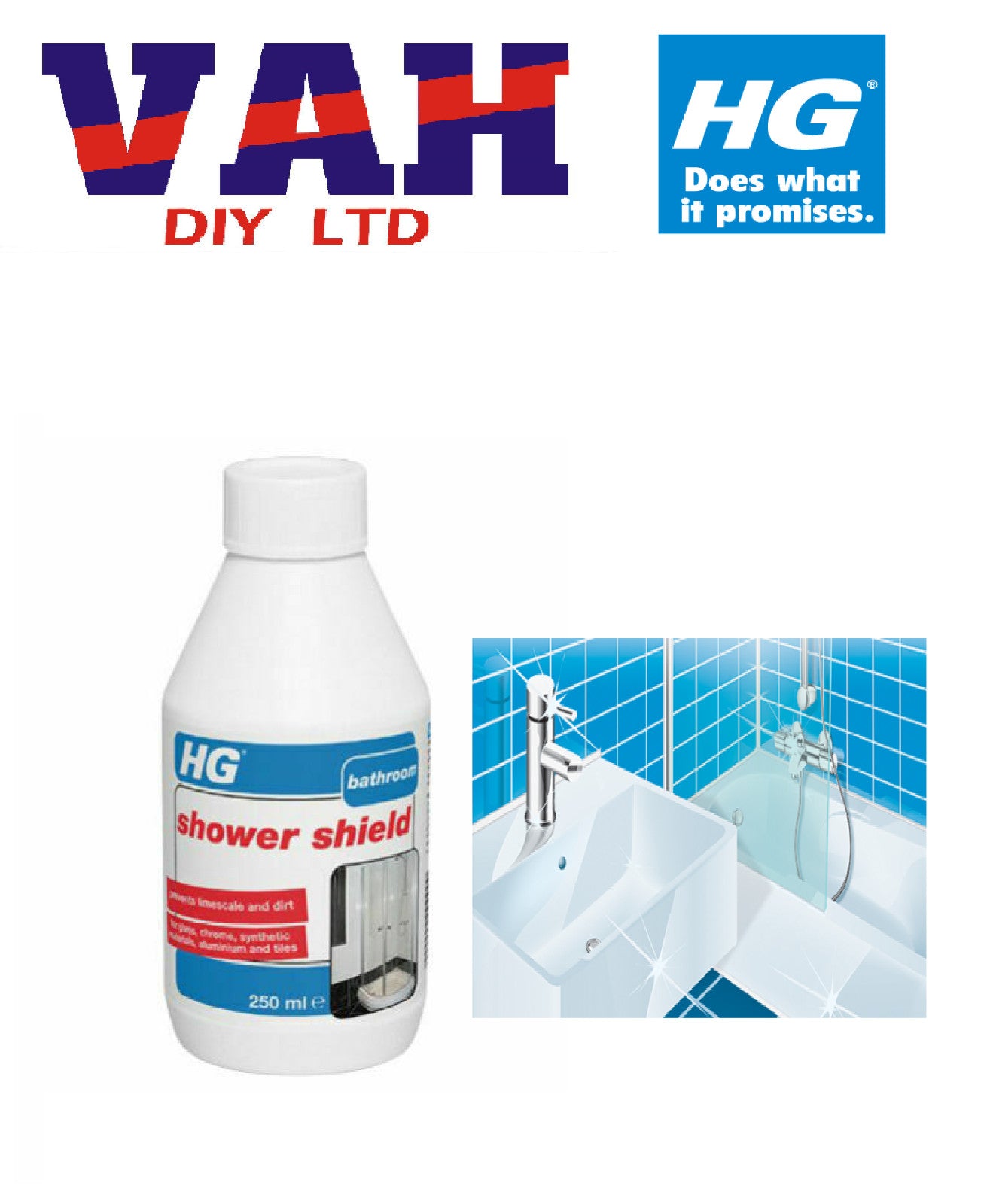 HG Shower Shield  Protects Bathroom Surfaces Against Limescale Build Up- 250ml