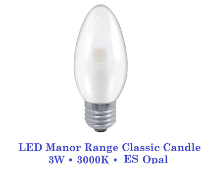Crompton  3W, Non-Dimmable Manor House Candle Lamp Clear or Opal