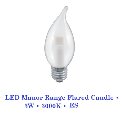 Crompton  3W, Non-Dimmable Manor House Flared Candle Lamp Clear or Opal