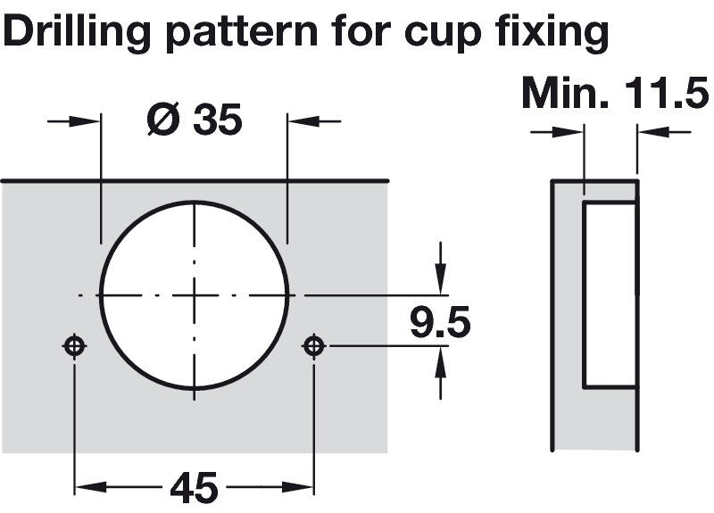 cabinet Hinge, Concealed 110° Standard, Full Overlay Mounting, with Standard