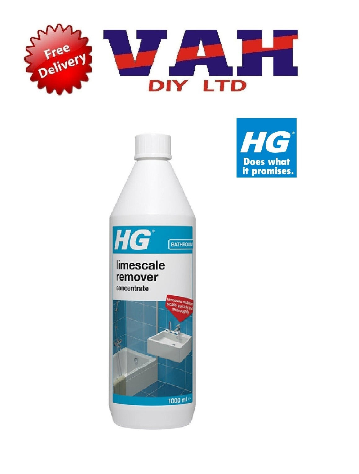 HG Professional Limescale Remover 1 Litre - Concentrated Sink Toilet Descaler