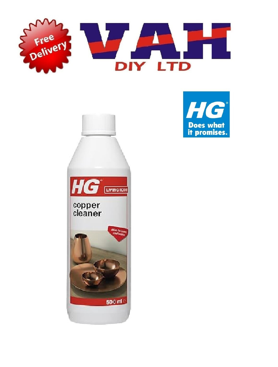 HG Copper Shine Shampoo Cleaner 500ml For Large Brass Copper Bronze Objects