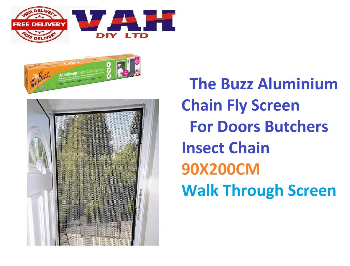The Buzz Aluminium Chain Fly Screen For Doors Butchers Insect Chain