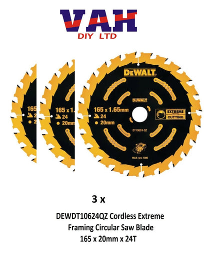 Circular Saw CUTTER 165 x 20mm x 24T DeWalt Cordless Extreme Framing