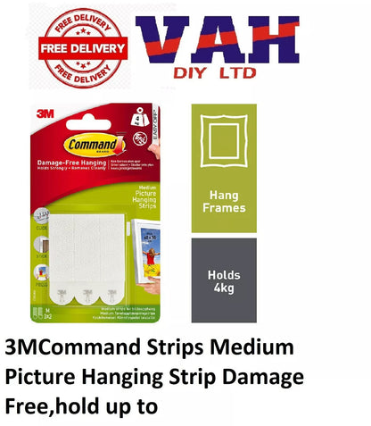 3M Command Picture Hanging Strips Medium 2.7kg 3pk (28x43cm) (17201-3)