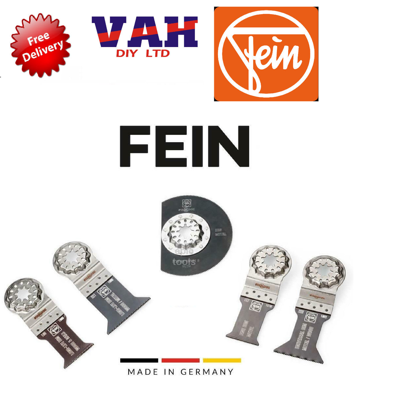 Fein 5 Pce Starlock E-Cut Metal Steel Multi-Tool Function Blade Set, 3522297199