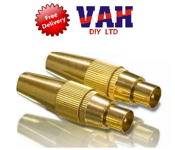 2 X PHILIPS  GOLD PLATED MALE COAX PLUGS (TV ARIAL PLUGS) P/N  SWV3560/10