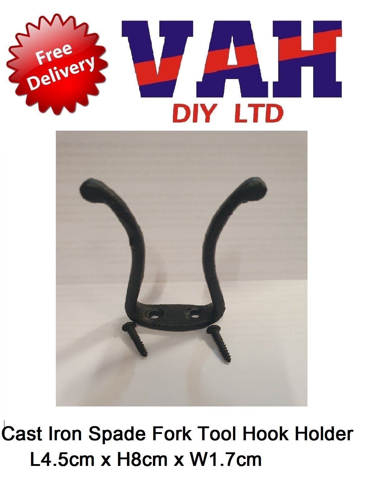 Cast Iron Spade/Fork/Tool Hook Holder