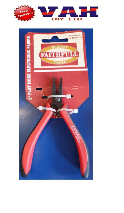 Faithfull Flat Nose Electronic Pliers 5in (jewellery / Craft / DIY)