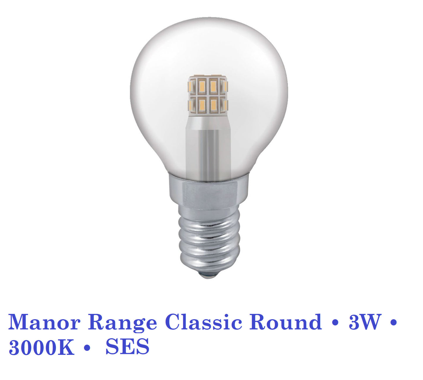 LED Round Lamp • 3W • 3000K • BC , ES, SBC, SES Crompton Manor Range Classic
