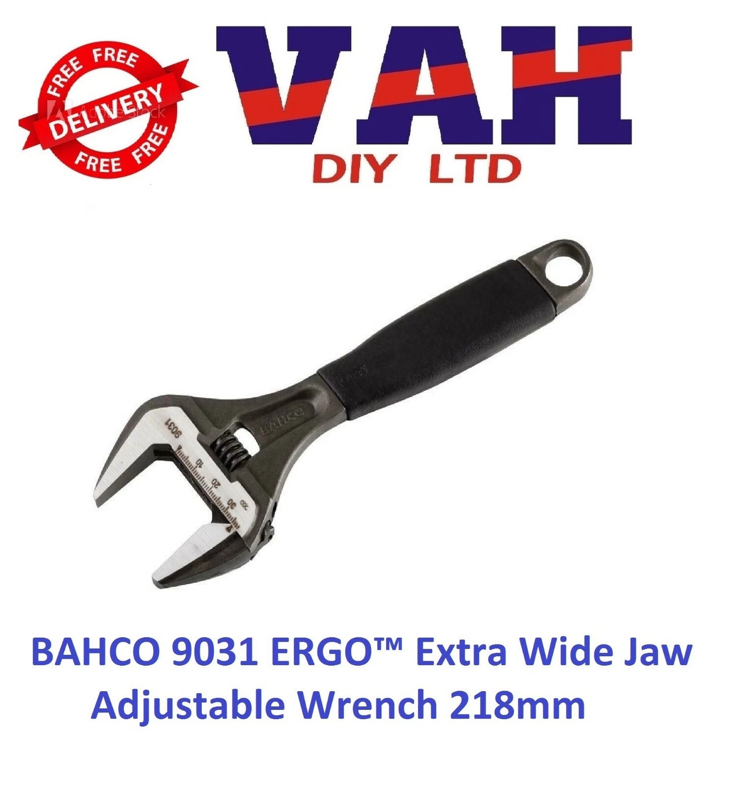 Bahco 9031 ERGO Extra Wide Jaw Adjustable Wrench 218mm (8in)