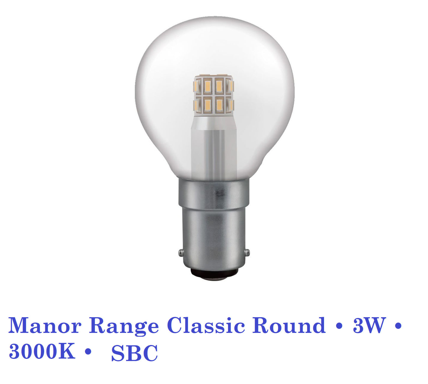 LED Round Lamp • 3W • 3000K • BC , ES, SBC, SES Crompton Manor Range Classic