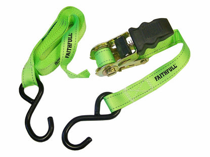 Faithfull Ratchet Tie Down Strap Set 4X Piece 5m x 25mm
