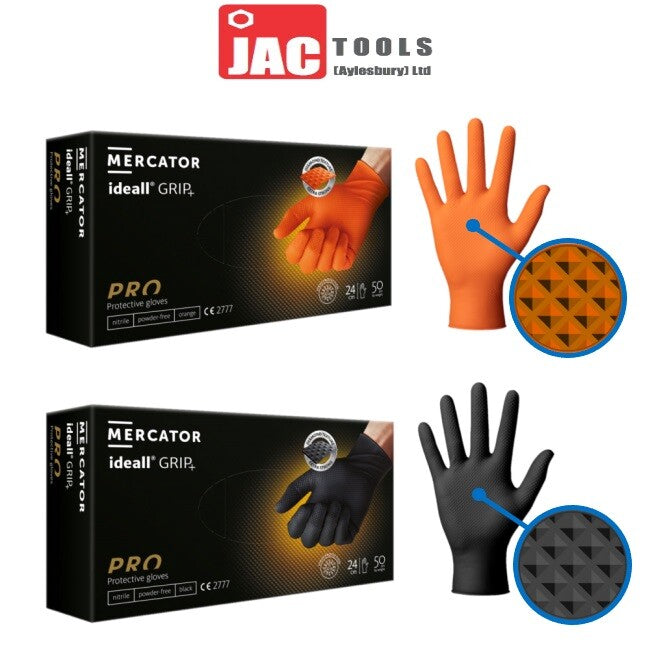 BOX NITRILE BLUE / BLACK / ORANGE HEAVY DUTY DISPOSABLE GLOVES PF MECHANIC DIY