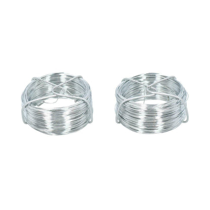 Galvanised Wire Roll Hanging Pictures Garden Wire 2pc Set 50 Metres x 0.6mm