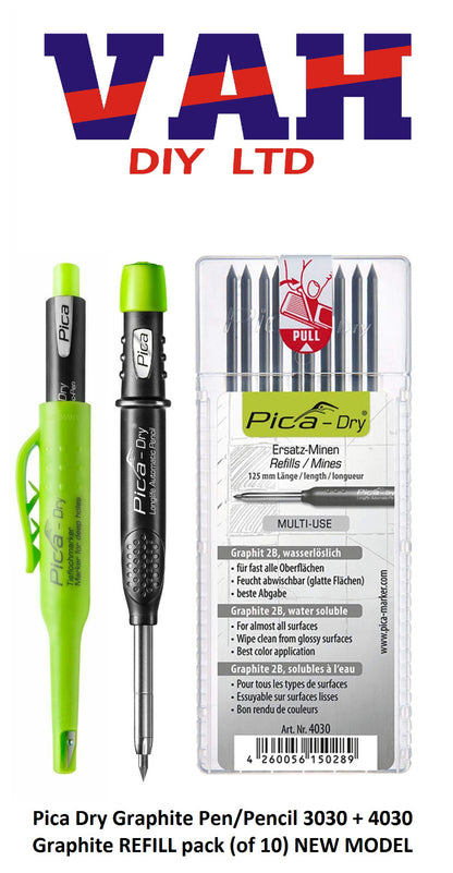 Pica Dry Graphite  NEW MODEL Pen/Pencil 3030 + 4030 Graphite REFILL pack (of 10)