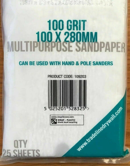 sandpaper 100 x 280mm TRADELINE DRYLINE SOLUTIONS 100 grit