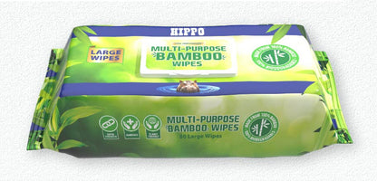 Hippo All Purpose Bamboo Trade Wipes 100% Biodegradable - 20x22cm