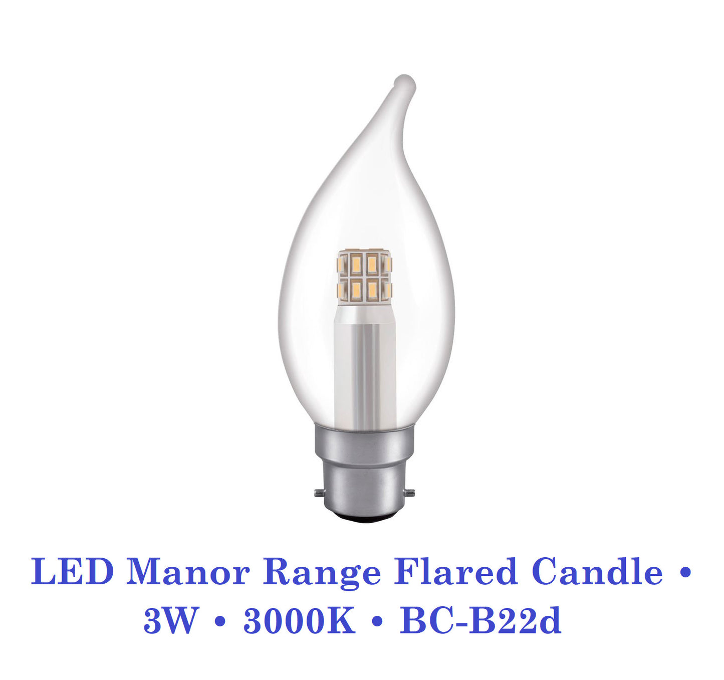 Crompton  3W, Non-Dimmable Manor House Flared Candle Lamp Clear or Opal