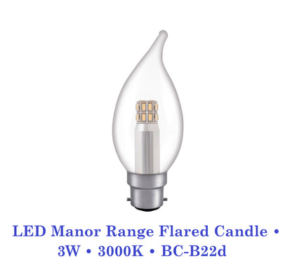 Crompton  3W, Non-Dimmable Manor House Flared Candle Lamp Clear or Opal