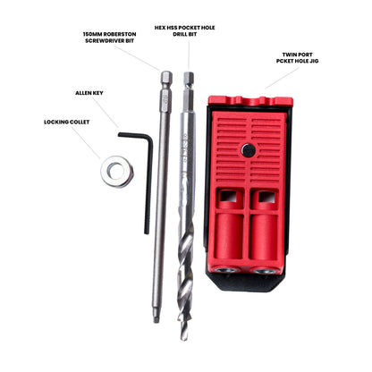 TITMAN Twin Pocket Hole Jig Kit with Driver and Drill Bit and Spare Drill Bit