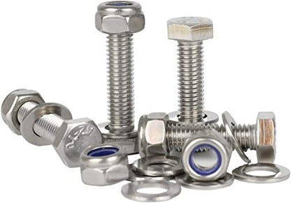 Hex Head Setscrews BZP Fully Threaded Bolts with Nyloc Nuts & Washers M4–M24 8.8