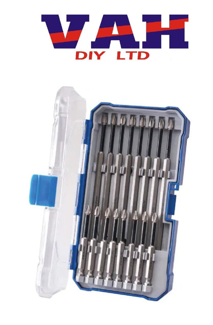 Faithfull Long Impact Screwdriver Bit Set 16 Piece PZ2 PH2 150mm FAISBSET16I