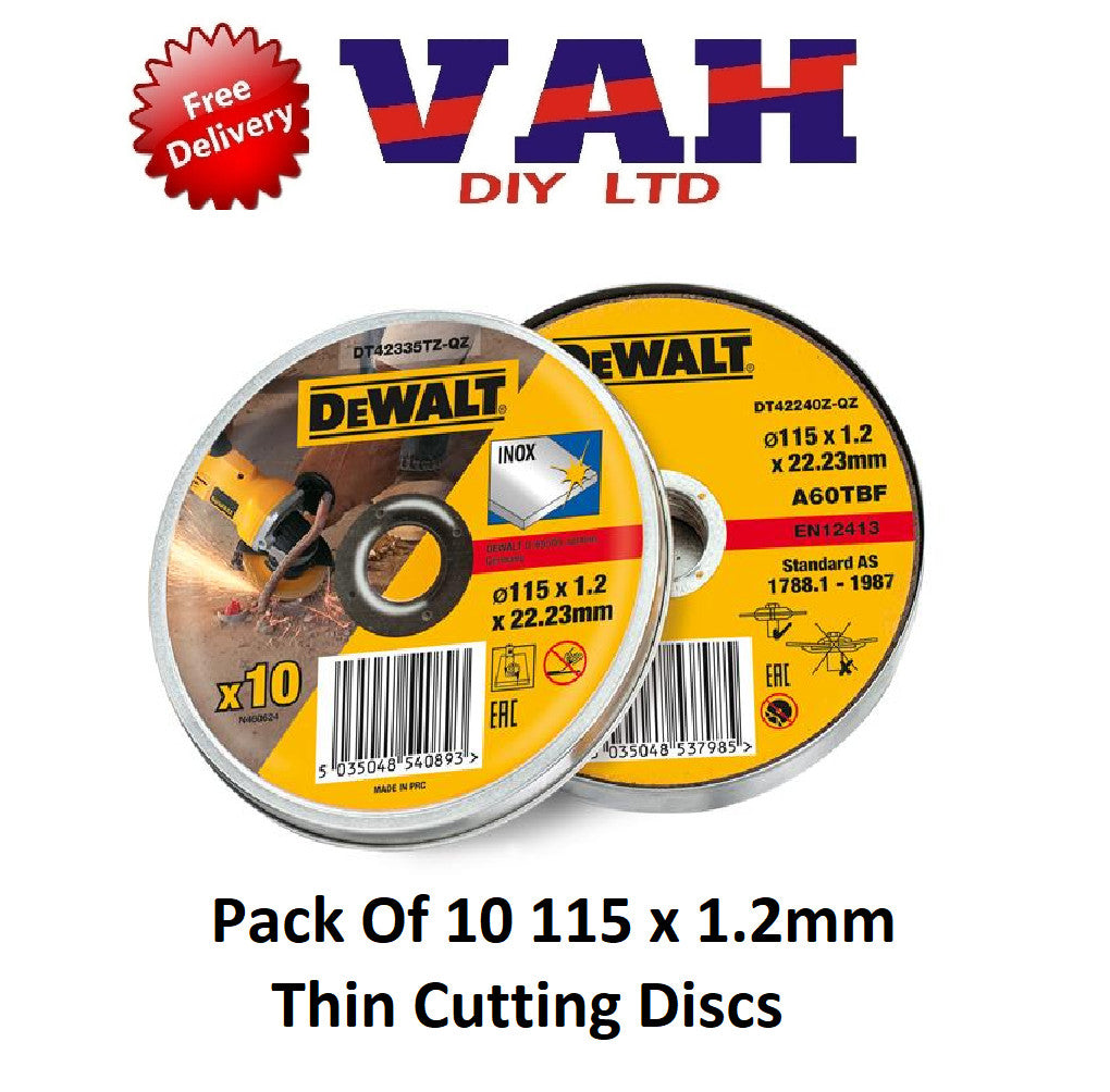 DEWALT 115 x 1.2 x 22.23mm INOX CUTTING DISCS, VARIOUS PACK SIZES - DT42240Z-QZ