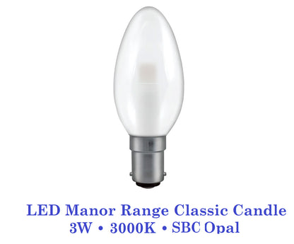 Crompton  3W, Non-Dimmable Manor House Candle Lamp Clear or Opal
