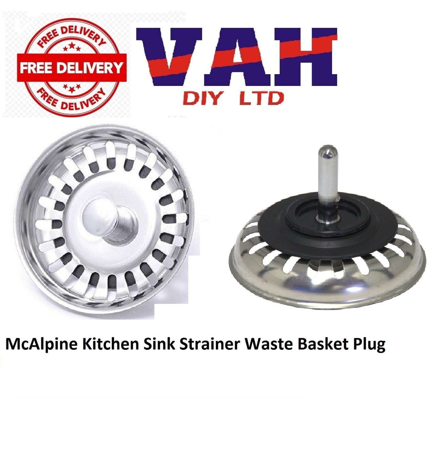 Kitchen Sink Strainer Basket Plug Fits McAlpine BWSTSS-TOP