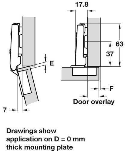 cabinet Hinge, Concealed 110° Standard, Full Overlay Mounting, with Standard
