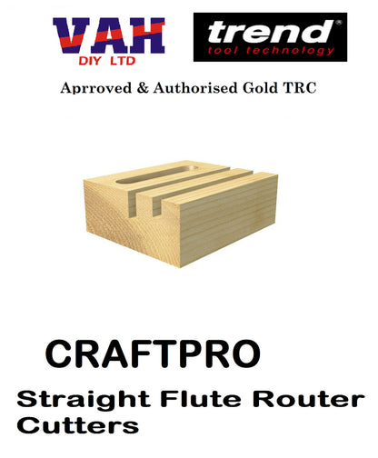 Trend 1/4&1/2  Shank CraftPro TCT 2 Flute Straight Router Cutter Bit FULL RANGE