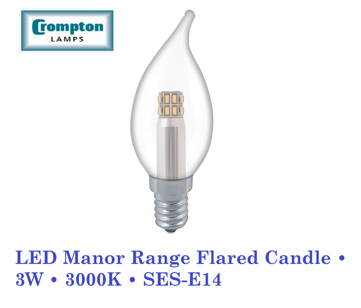 Crompton  3W, Non-Dimmable Manor House Flared Candle Lamp Clear or Opal